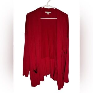 Woman Within Vibrant Red Cardigan Sweater